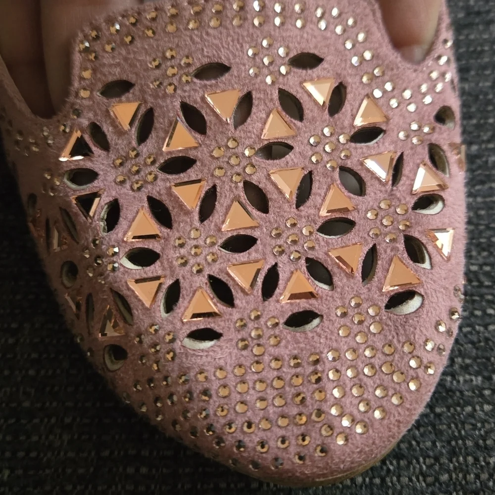 Girls Pink Laser-Cut Ballet Flats Sz 3